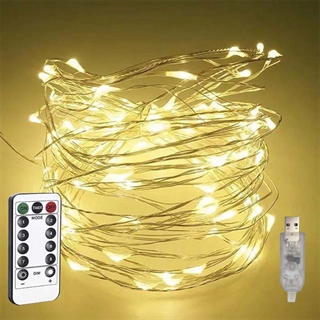 USB kobber lyskæde  - Sølv 